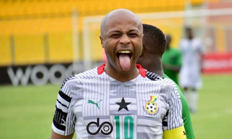 Andre Ayew tongue out Ghana vs Sao Tome