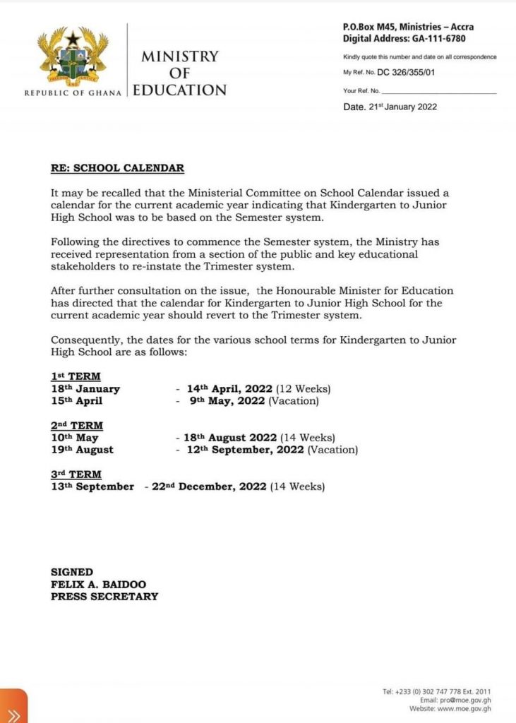 Revert to The Trimester System- Ministry of Education 1 img 20220121 wa00012895596787823507569