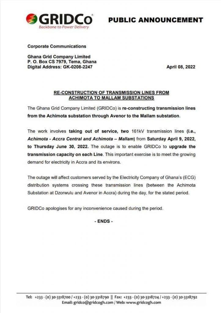 Daily outages to hit Accra from Saturday to June - GRIDCo 2 278061225 319788363585698 3474940816519172902 n