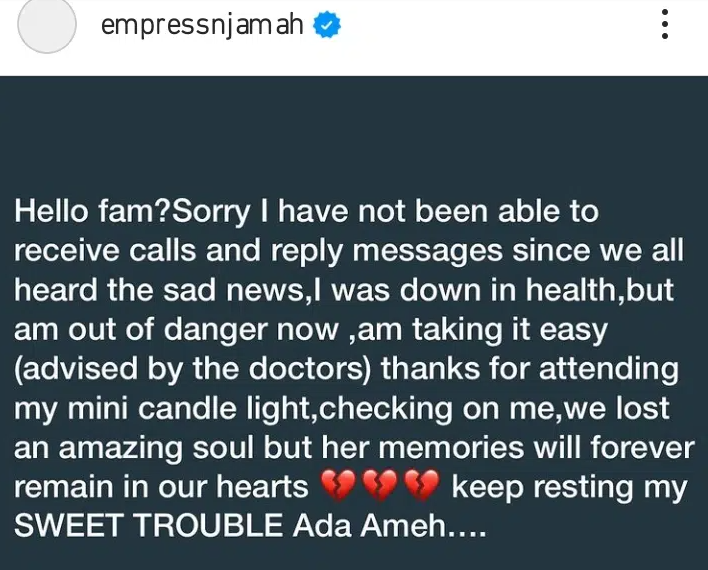 Empress Njamah Breaks Silence, Releases A Statement Over Ada Ameh’s Death 2 image 38