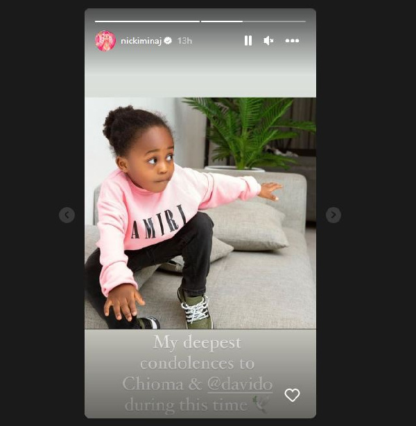 Nicki Minaj sends her condolences to Davido and Chioma 1 nicki min