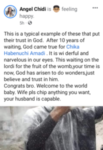 Nigerian man celebrates as he becomes a father after 10 years of waiting 4