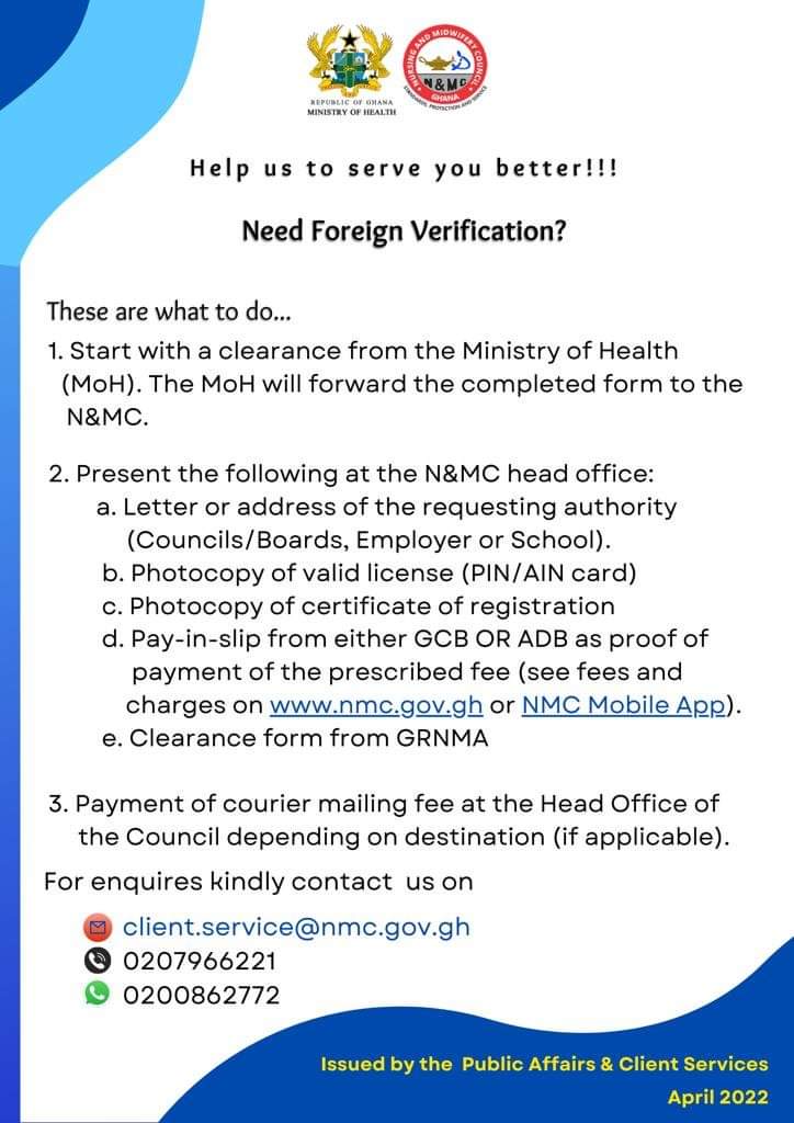 How to get foreign verification as a nurse or a midwife - N&MC Ghana 2