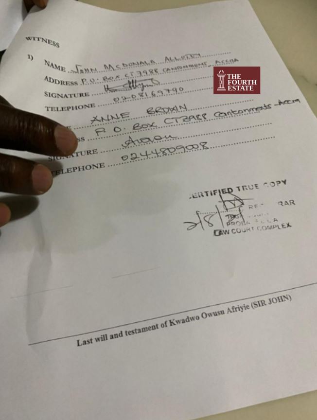 FULL DETAILS: Achimota Forest lands, gold businesses and guns in Sir John’s will 11