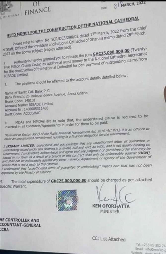 GH25 million received to start building the National Cathedral 2