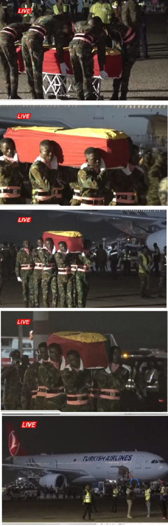 Here are the first images of Christian Atsu's coffin at KIA, draped in the flag 3