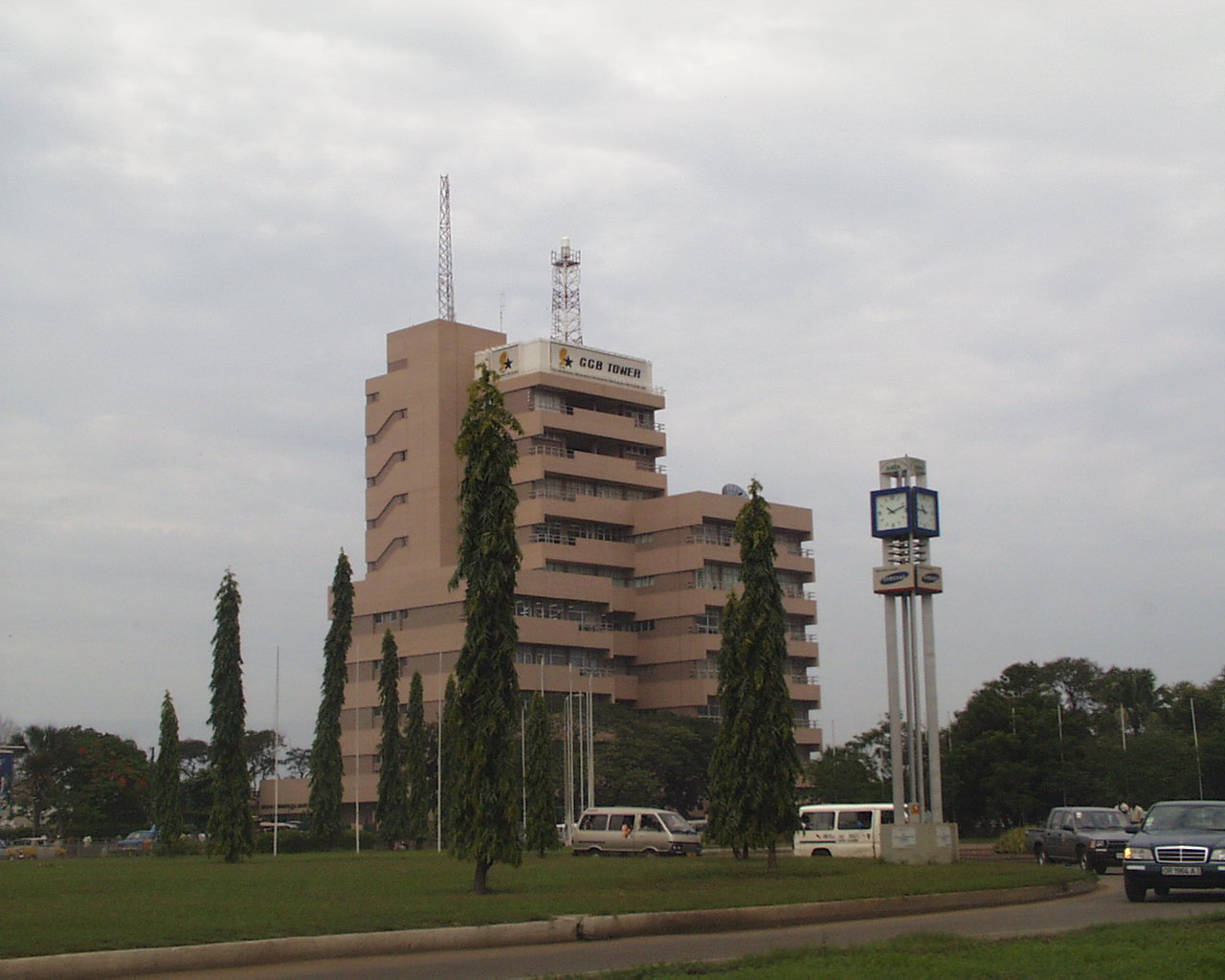 Financial district in Accra representing economic growth and foreign exchange stability
