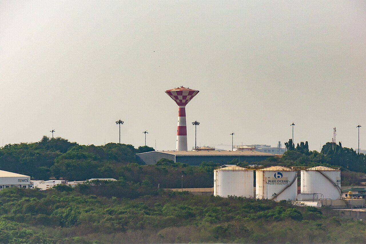 Travelers and security personnel at Kotoka International Airport in Accra, Ghana