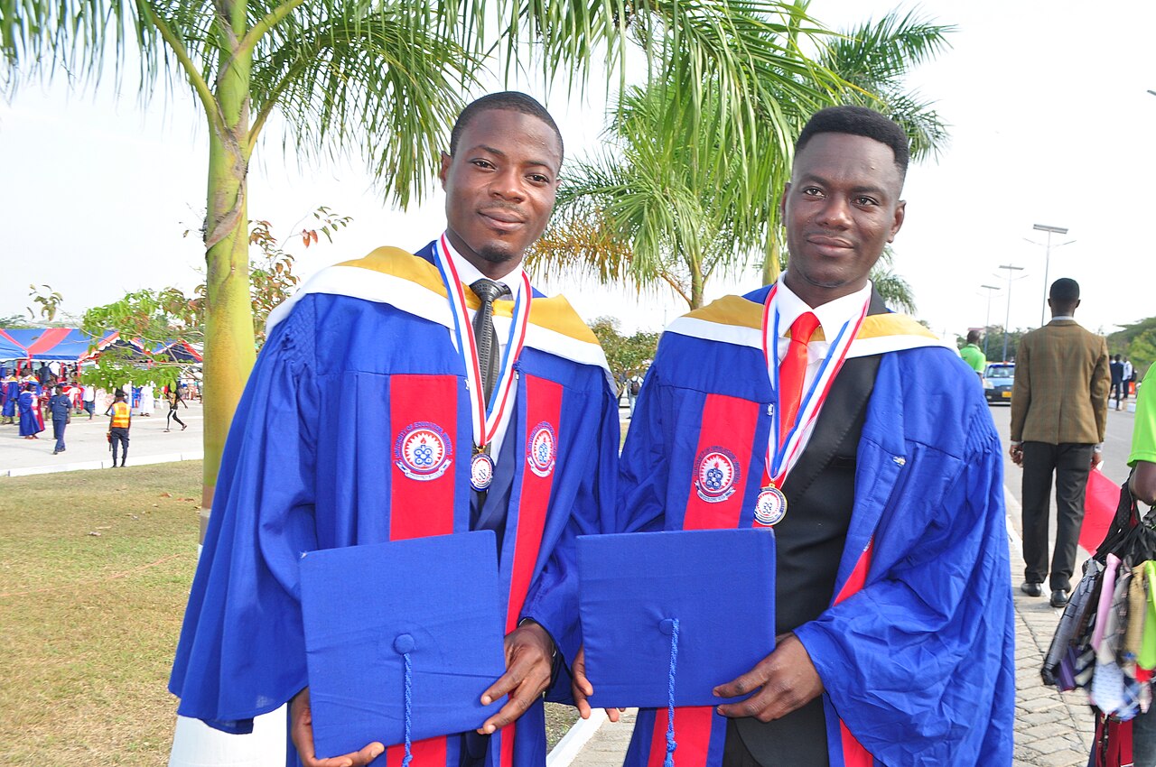 Ghanaian graduates celebrating after receiving their national service postings