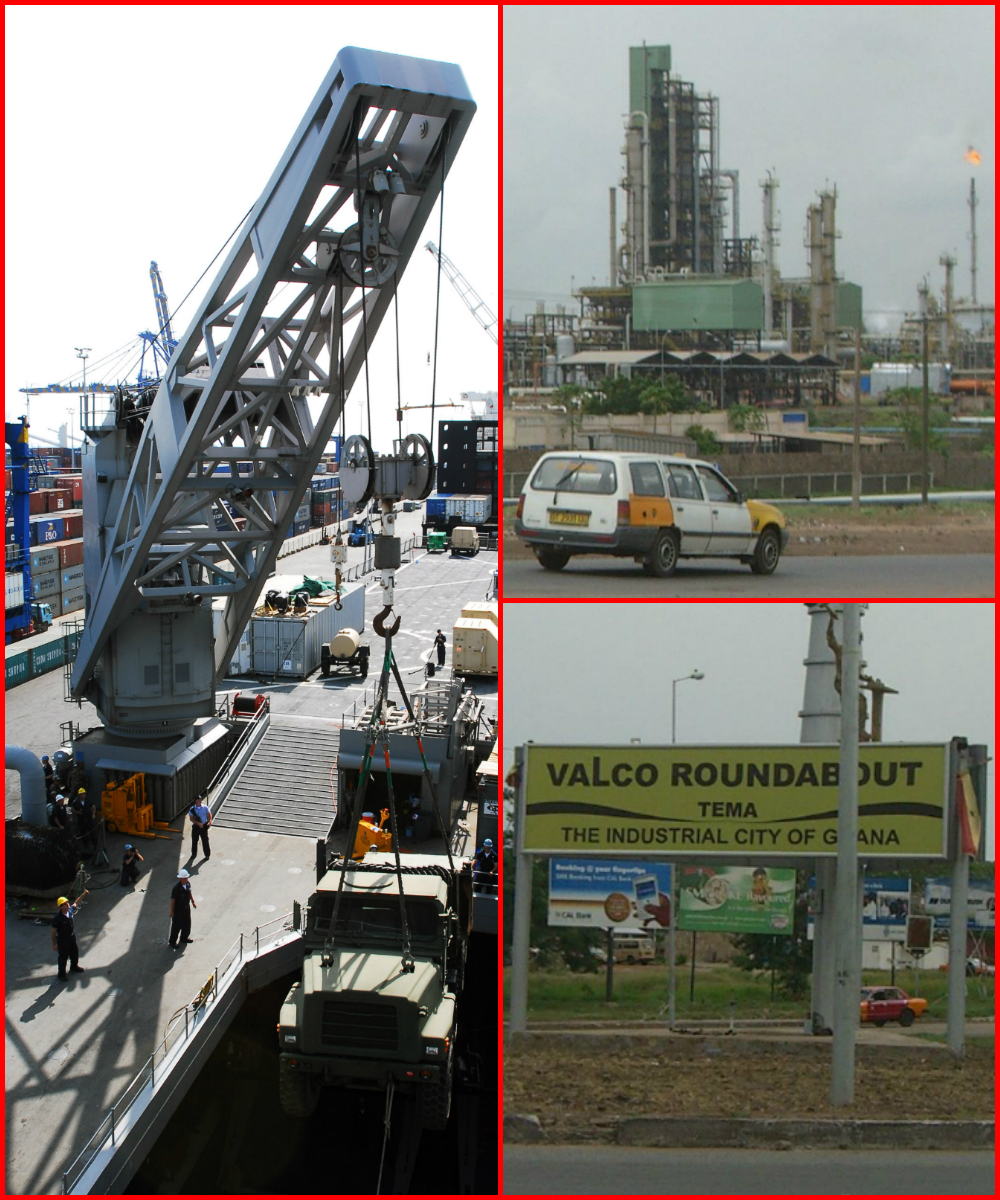 Emergency response teams battling industrial fire in Accra