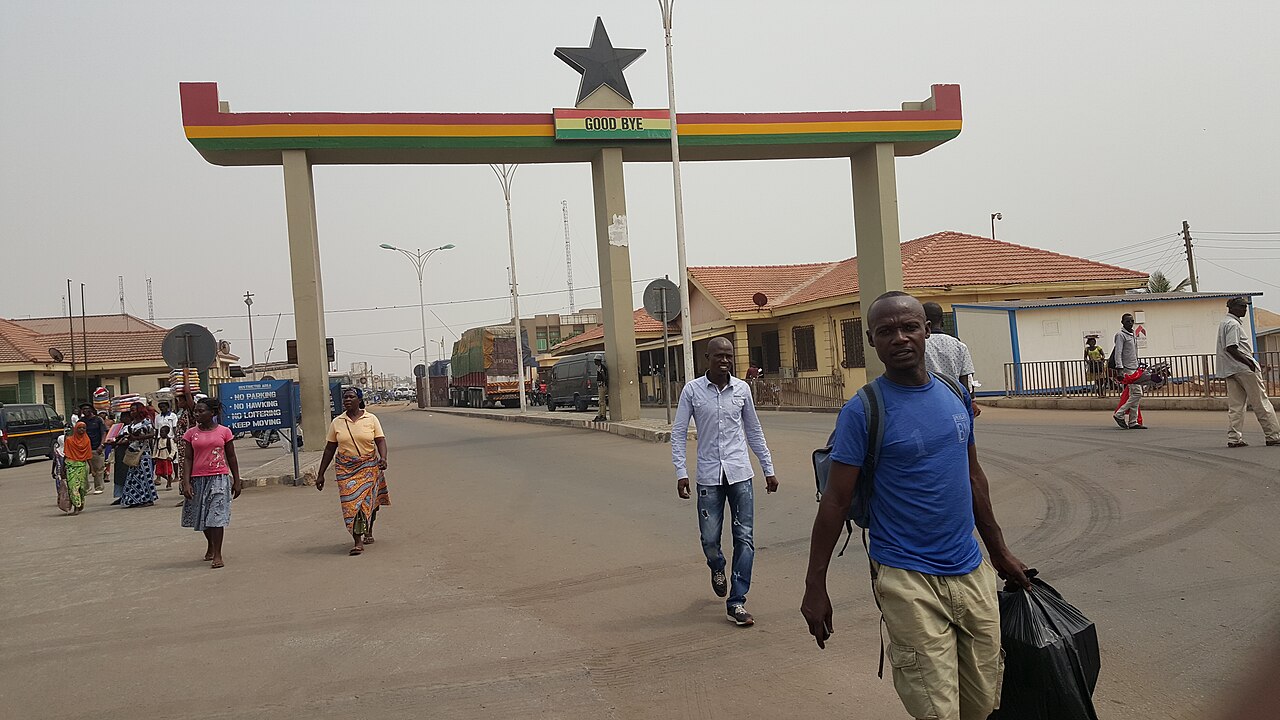 Ghana border security post with officers on duty